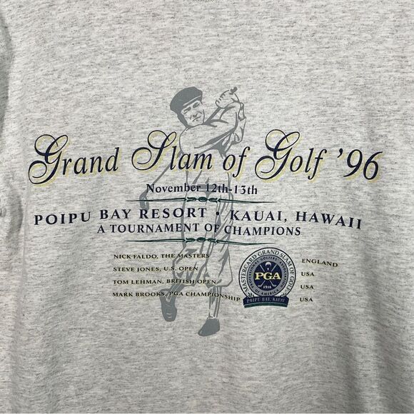 Vintage 1996 Grand Slam of Golf Poipu Bay Kauai Gray T-Shirt Small - Picture 2 of 7